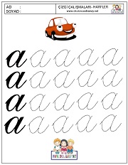 okul öncesi harfler çizgi çalışması